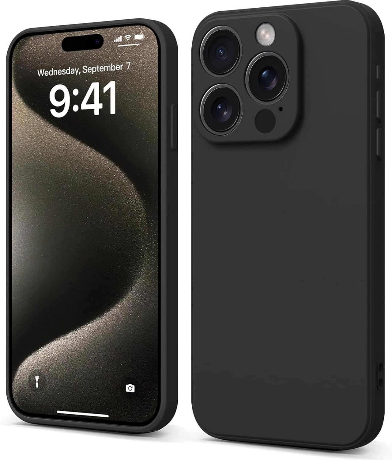 INFOSUN iPhone 15 Pro Case Silicone Protective Cover, Ultra Slim Soft Silicone Gel TPU Cover, Anti-Scratch Anti-Fingerprint Case Compatible with Apple iPhone 15 Pro(6.1Inch) (2023) (Black)