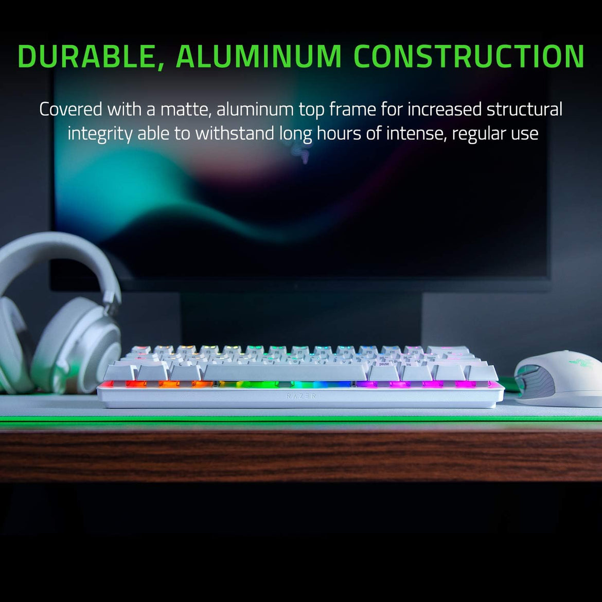 Razer Huntsman Mini 60% Compact Gaming Keyboard: Purple Switch, Clicky Optical-Mechanical Switches, Doubleshot PBT Keycaps, Detachable USB-C Cable, US Layout - Black