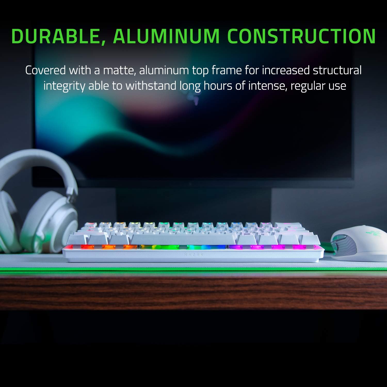 Razer Huntsman Mini 60% Compact Gaming Keyboard: Purple Switch, Clicky Optical-Mechanical Switches, Doubleshot PBT Keycaps, Detachable USB-C Cable, US Layout - Black