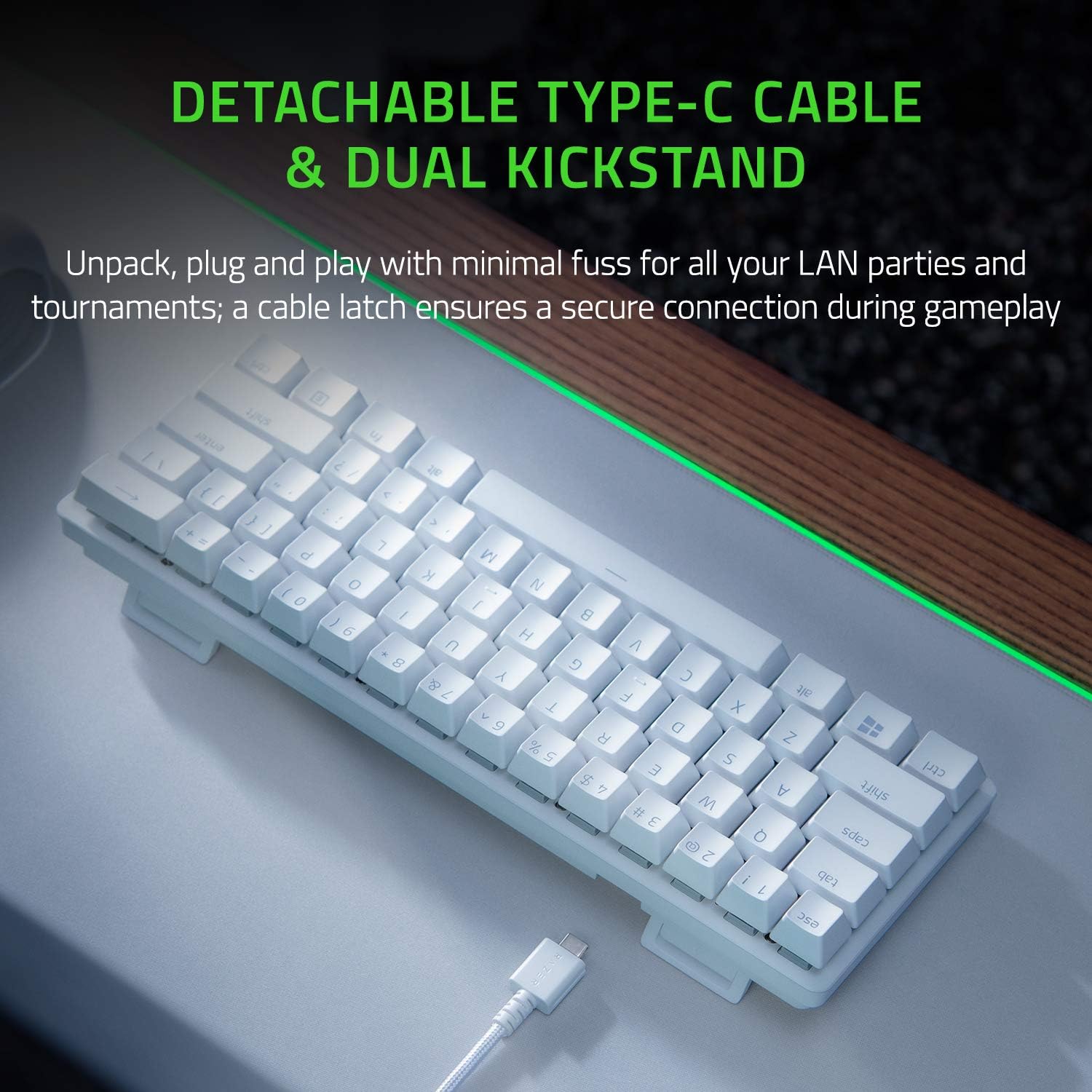 Razer Huntsman Mini 60% Compact Gaming Keyboard: Purple Switch, Clicky Optical-Mechanical Switches, Doubleshot PBT Keycaps, Detachable USB-C Cable, US Layout - Black