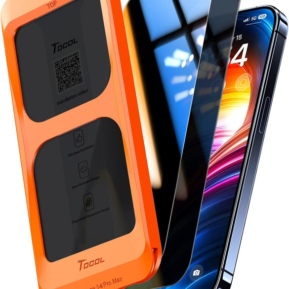 TOCOL 2 Pack for iPhone 15 Pro Screen Protector 6.1 Inch, Easy Installation Full Coverage No Bubbles No Dust Military Grade Shatterproof, 9H Hardness Tempered Glass Screen Protector, Case Friendly