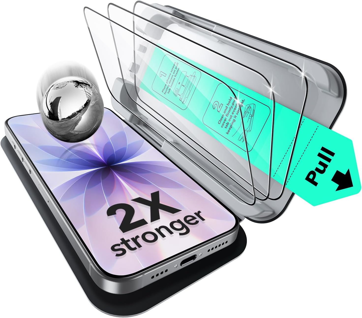 ESR 3 Pack for iPhone 17 Pro Max Screen Protectors Tempered Glass, High Clarity, 9H Hardness Scratch Resistant, Full Coverage, Military-Grade, Shatterproof, Screen Guard with Ultra Fit Tray