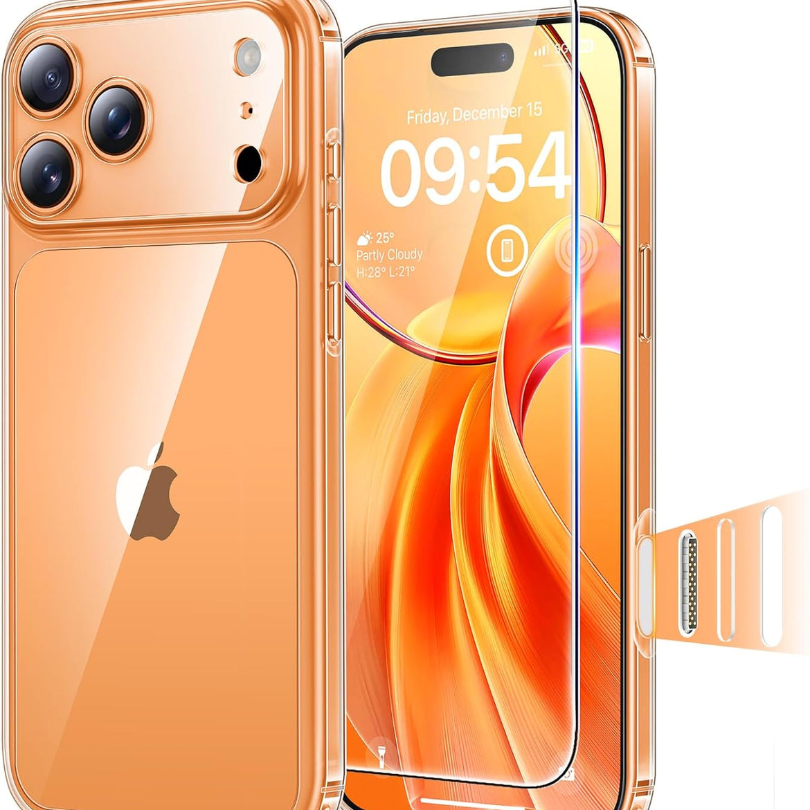 TAURI for iPhone 17 Pro Case with 1-Pack Screen Protector, Camera Lens Full Protection, Military-Grade Protection, Shockproof Transparent Back Bumper Phone Cover - Clear