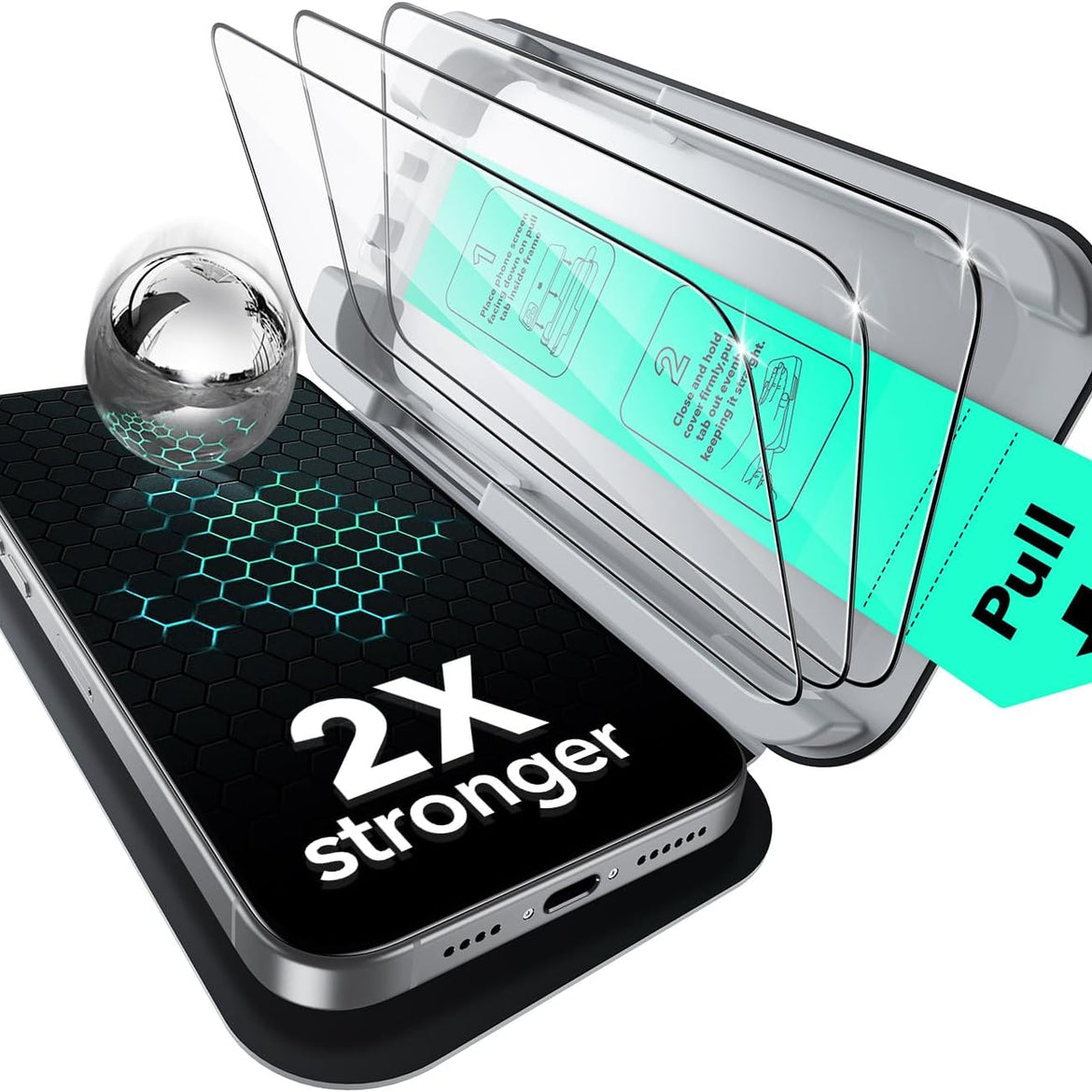 ESR 3 Pack for iPhone 17 Pro Max Screen Protectors Tempered Glass, High Clarity, 9H Hardness Scratch Resistant, Full Coverage, Military-Grade, Shatterproof, Screen Guard with Ultra Fit Tray