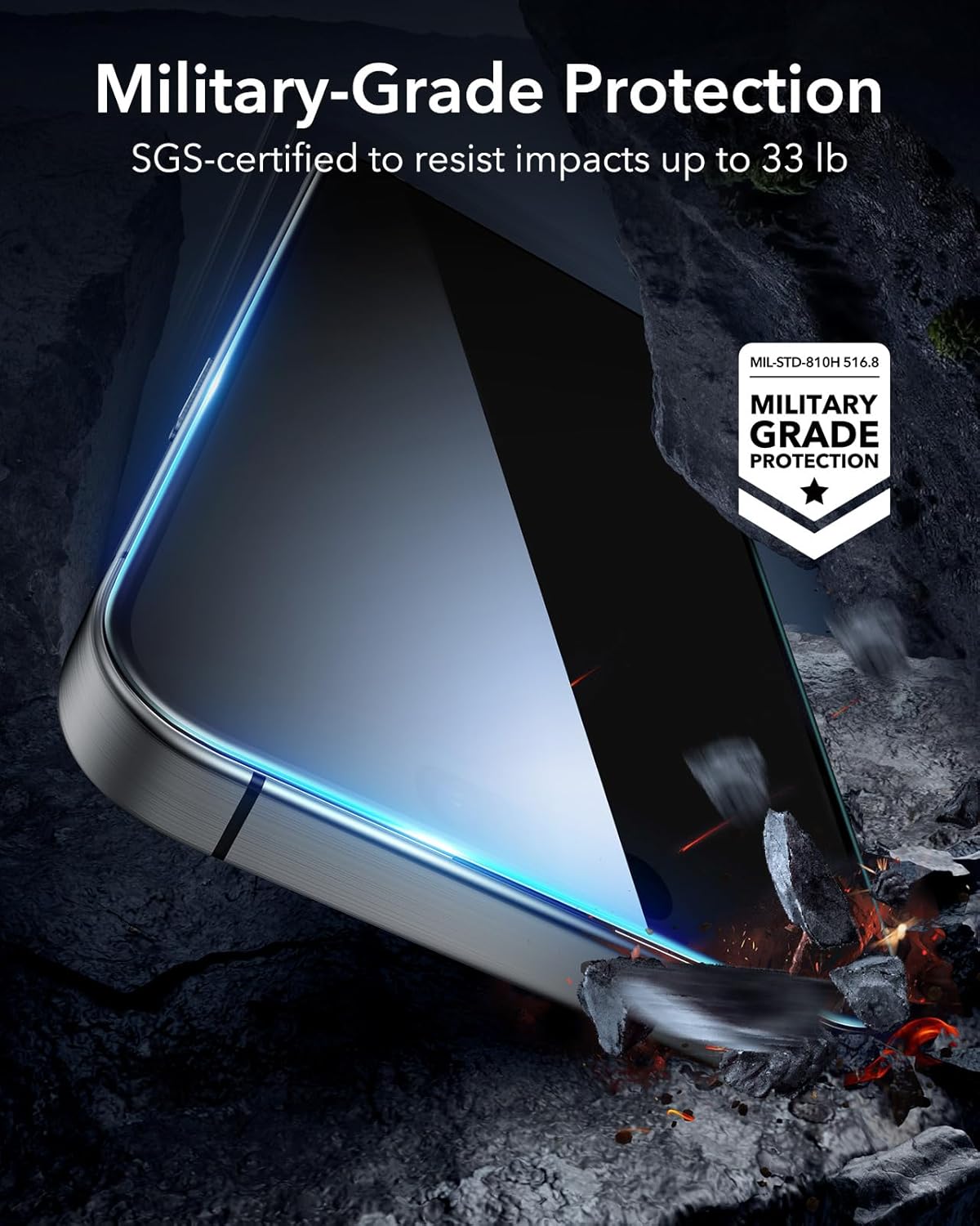 ESR 3 Pack for iPhone 17 Pro Max Screen Protectors, High Clarity, 9H Hardness Scratch Resistant, Military-Grade Tempered Glass, Shatterproof, Screen Guard with Easy Installation Tool