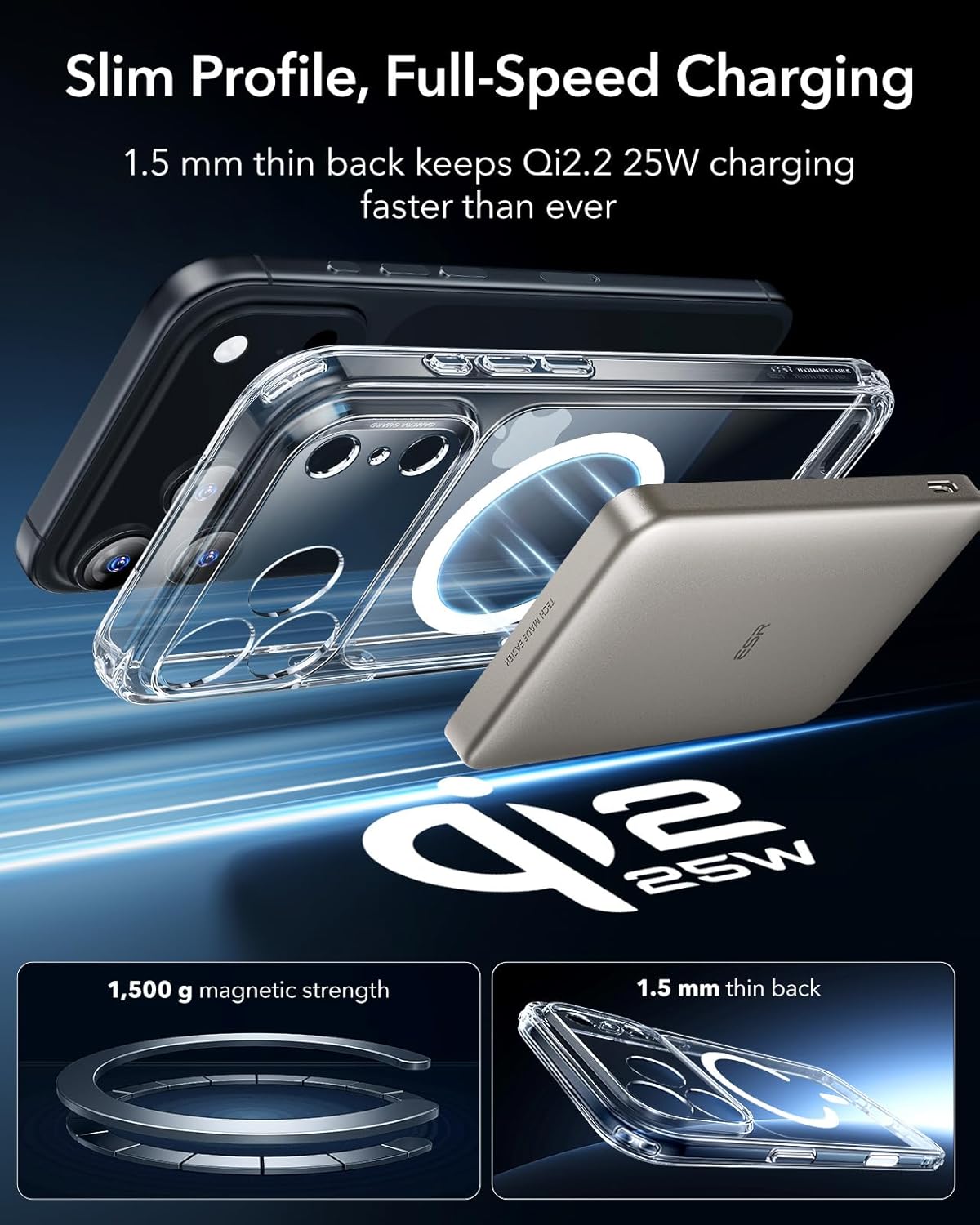 ESR for iPhone 17 Pro Case, Camera Control Cover, Compatible with MagSafe Accessories, Military-Grade Drop Protection, Shock-Absorbing Air Guard Corners, Hybrid Series, Clear