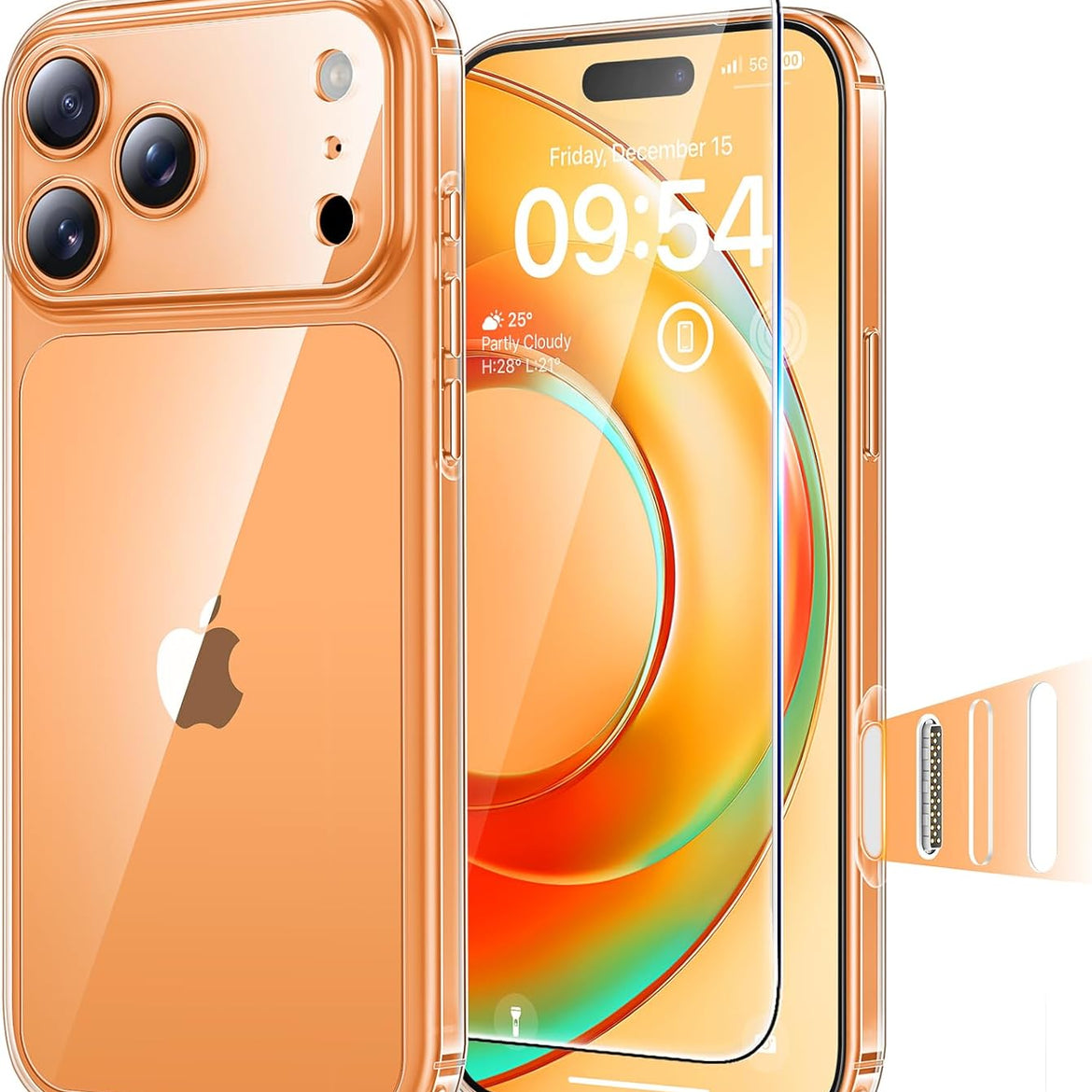 TAURI for iPhone 17 Pro Case with 1-Pack Screen Protector, Camera Lens Full Protection, Military-Grade Protection, Shockproof Transparent Back Bumper Phone Cover - Clear
