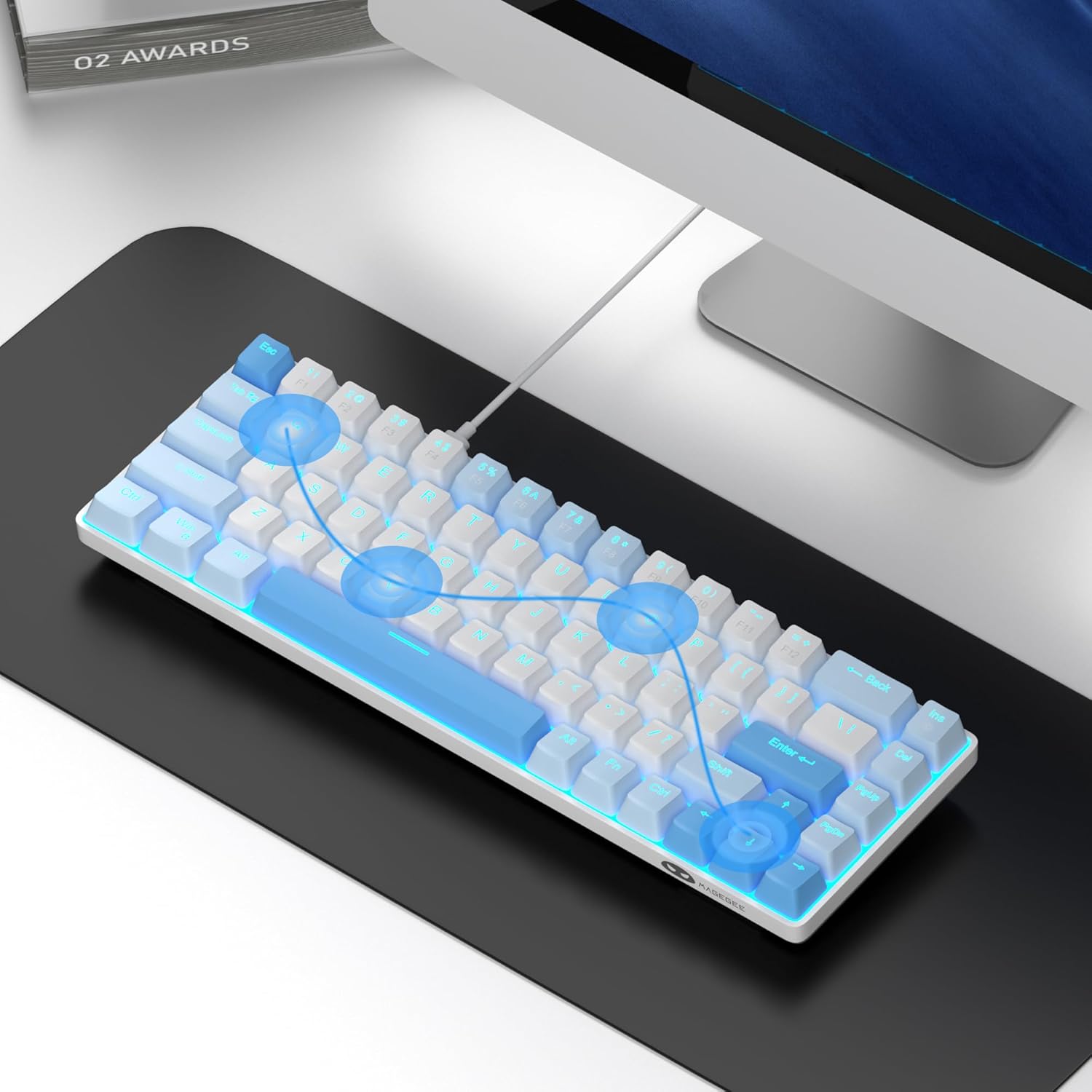 MageGee Portable 60% Mechanical Gaming Keyboard (Grey/Blue Switch)