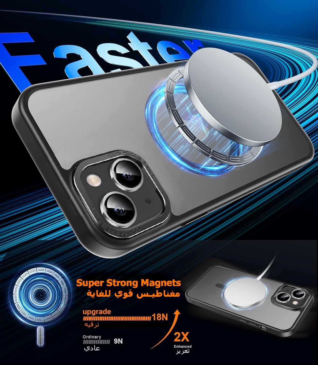 Eligo Magnetic Case for iPhone 11, Compatible with MagSafe Shockproof Protection Cover, Translucent Matte Phone Case with Strong Magnet, Slim Case for Apple 11 6.1 Inch (2019)(Black)