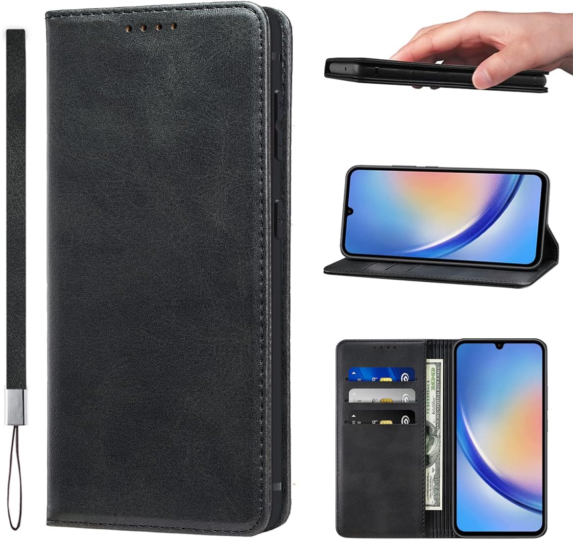 LANJLM Samsung Galaxy A53 5G Case PU Leather Wallet Case Card Holder Shockproof Flip Cover - Brown khaki