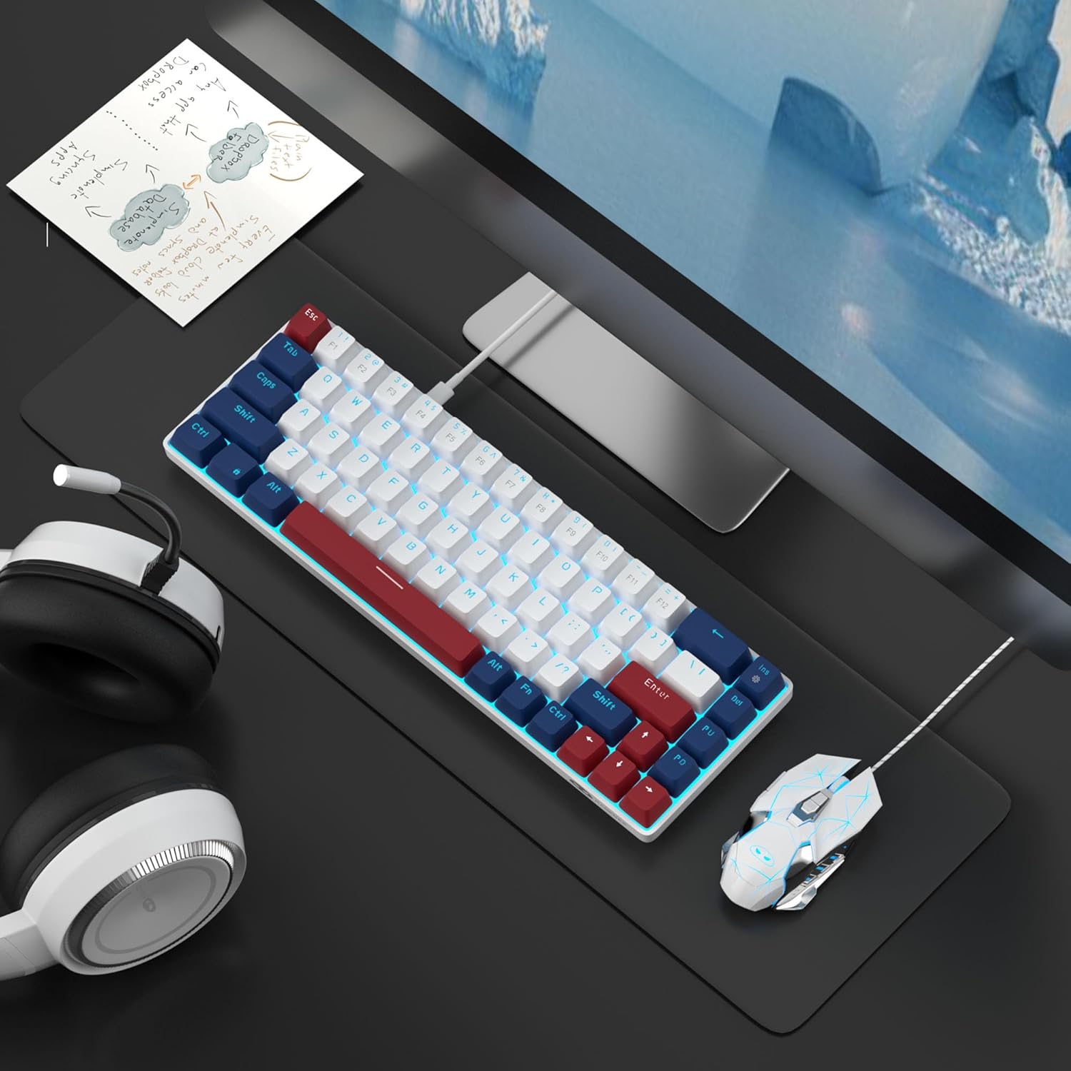 MageGee Portable 60% Mechanical Gaming Keyboard (Grey/Blue Switch)