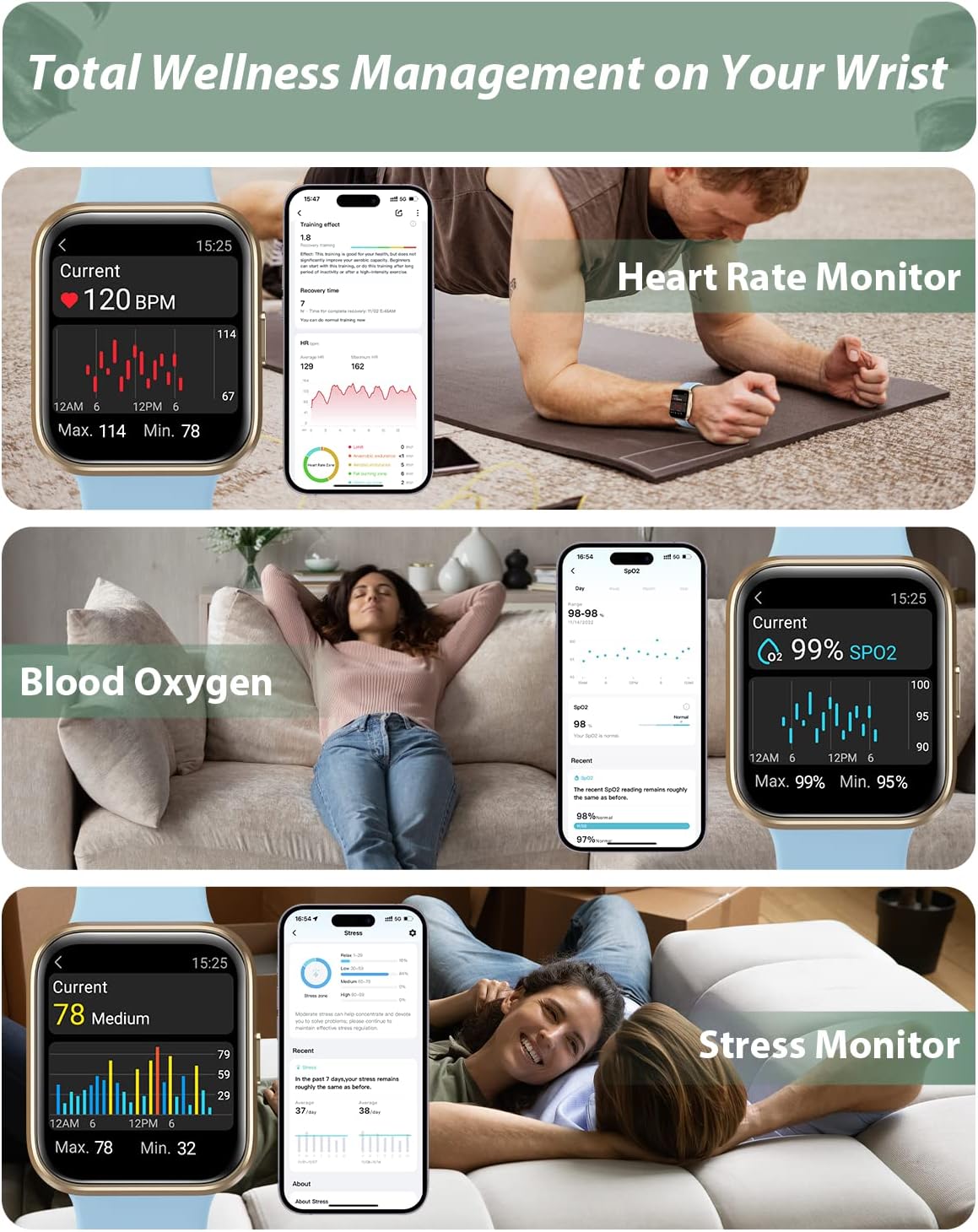 Smart Watch for Men Women (Answer/Make Call), Alexa Built-in, 1.8" Touch Screen Fitness Watch with SpO2 Sleep Monitor, 100 Sport, IP68 Waterproof Step Counter Smartwatch for iOS Android