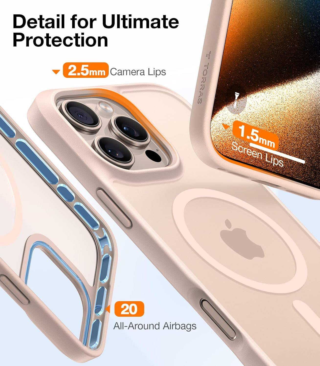 TORRAS Magnetic Shockproof for iPhone 17 Pro Case, Compatible with Magsafe, Military-Grade Drop Tested, Translucent Slim Protective for iPhone 17 Pro Case Anti-Fingerprint Anti-Scratch, Deep Blue