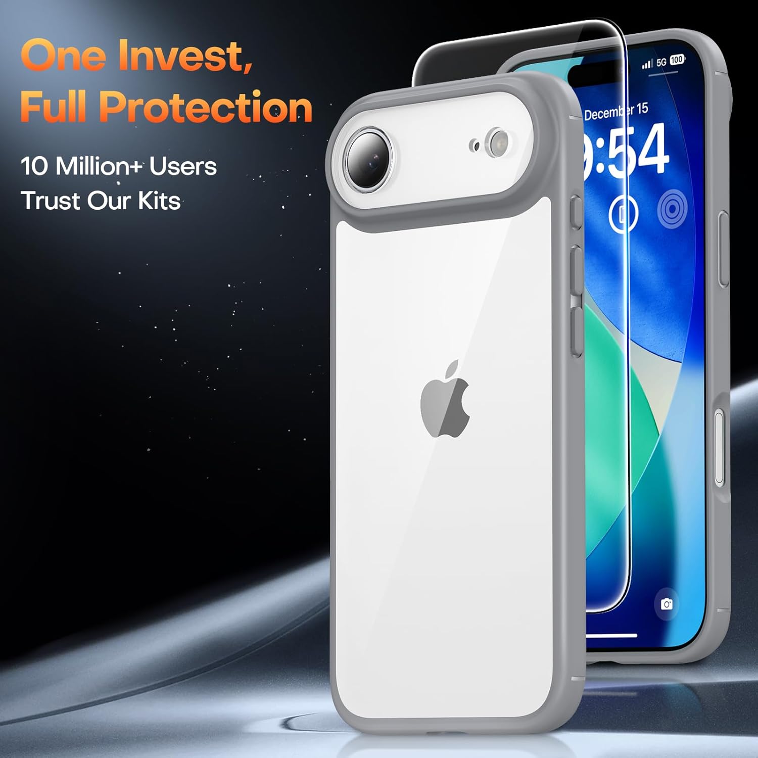 TAURI for iPhone 17 Pro Case with 1-Pack Screen Protector, Camera Lens Full Protection, Military-Grade Protection, Shockproof Transparent Back Bumper Phone Cover - Clear