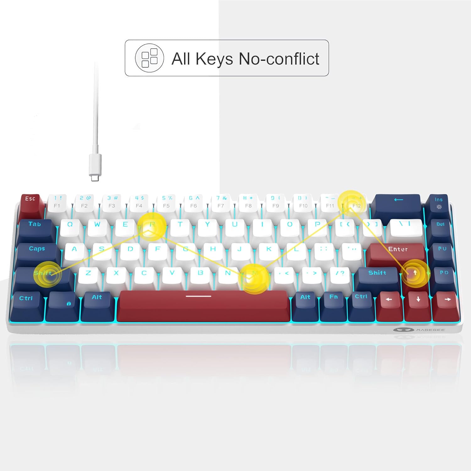 MageGee Portable 60% Mechanical Gaming Keyboard (Grey/Blue Switch)