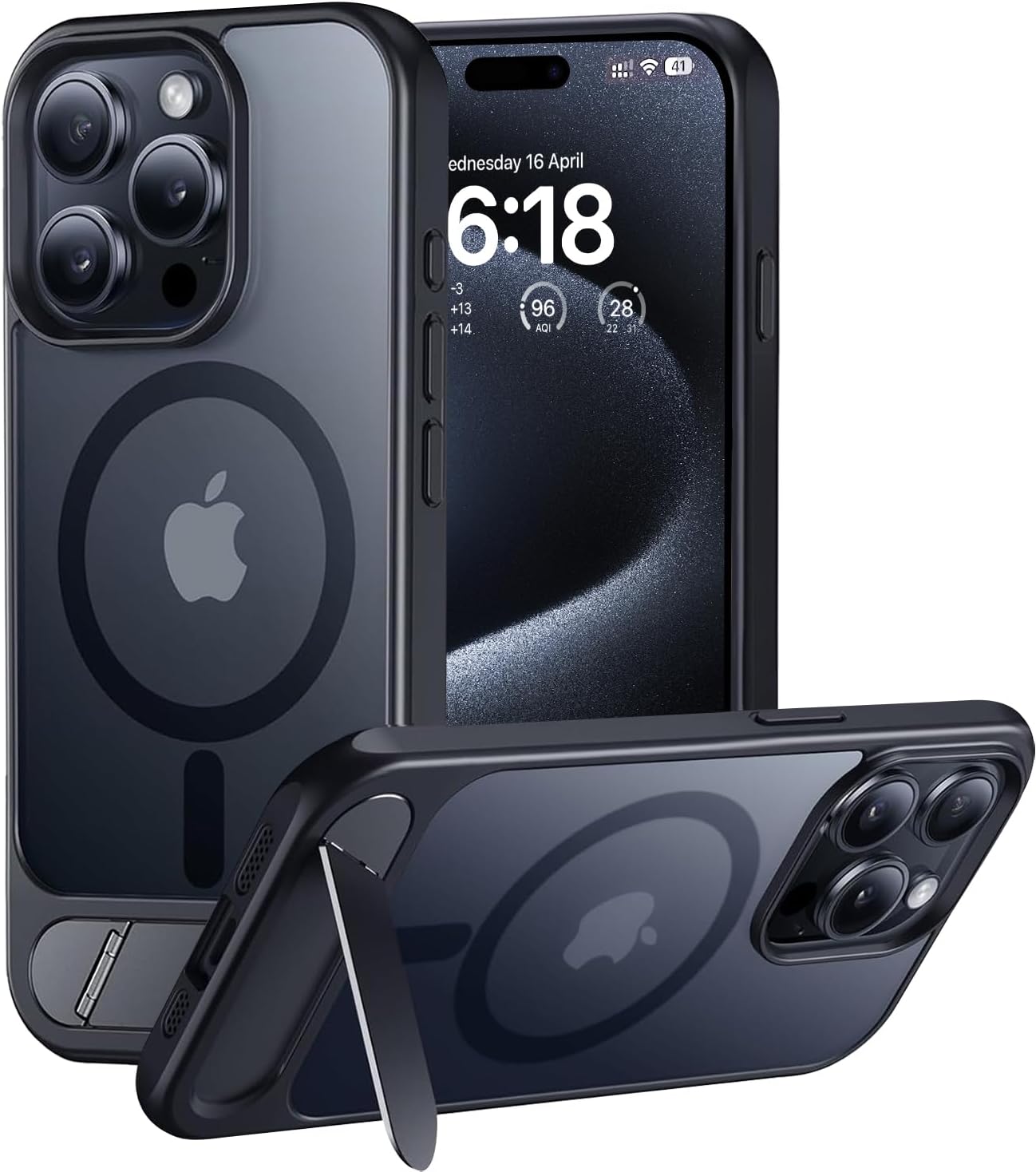 Eligo for iPhone 12 Pro Max Case, Compatible with MagSafe, Magnetic Cover with Invisible Stand, Shockproof Protection Phone Shell, Matte Kickstand Back Cases for Apple 12 Pro Max 6.7" (2020) (Black)