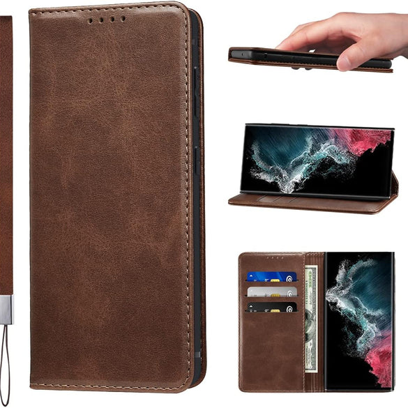 LANJLM Samsung Galaxy A53 5G Case PU Leather Wallet Case Card Holder Shockproof Flip Cover - Brown khaki