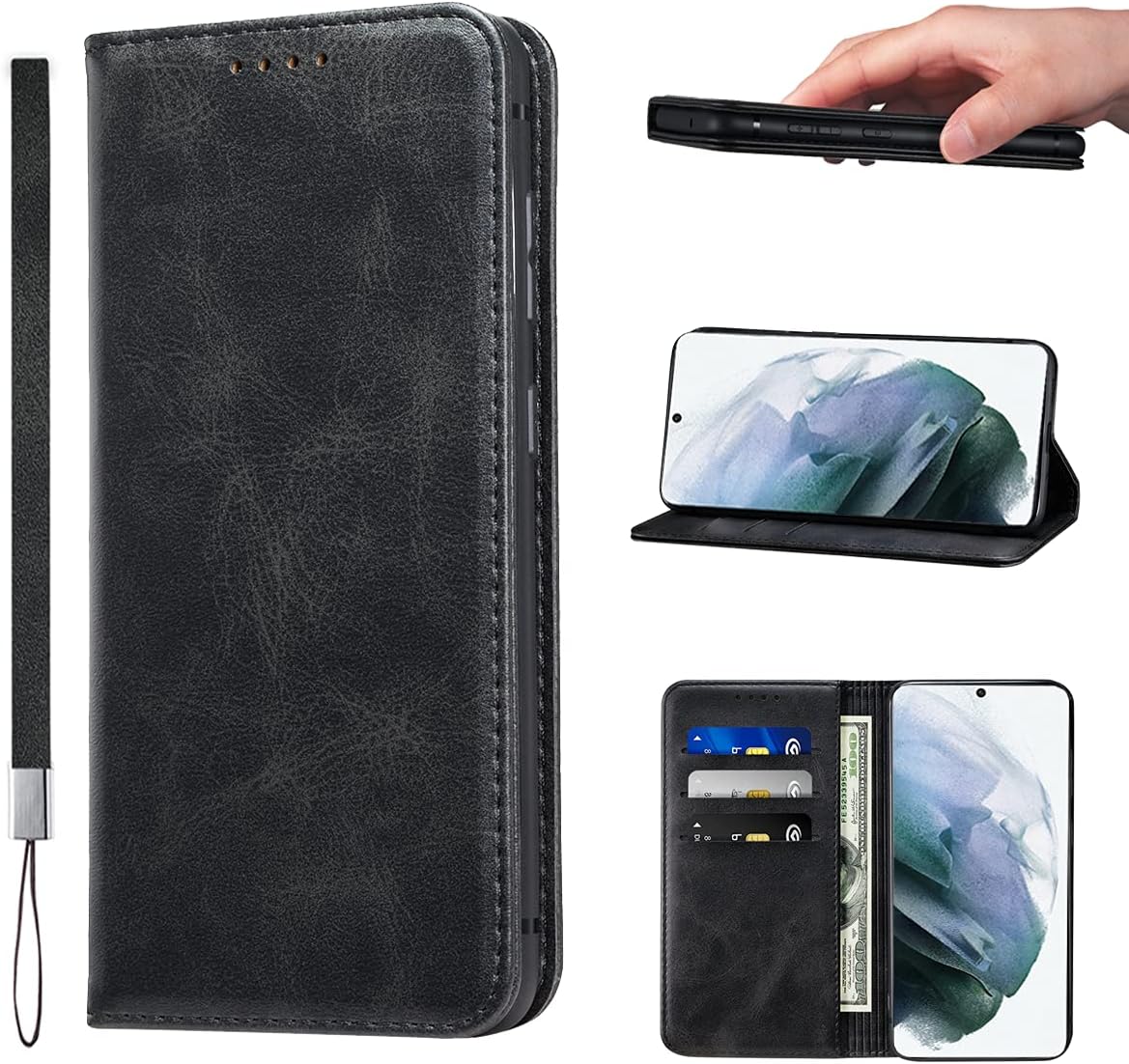 LANJLM Samsung Galaxy A53 5G Case PU Leather Wallet Case Card Holder Shockproof Flip Cover - Brown khaki