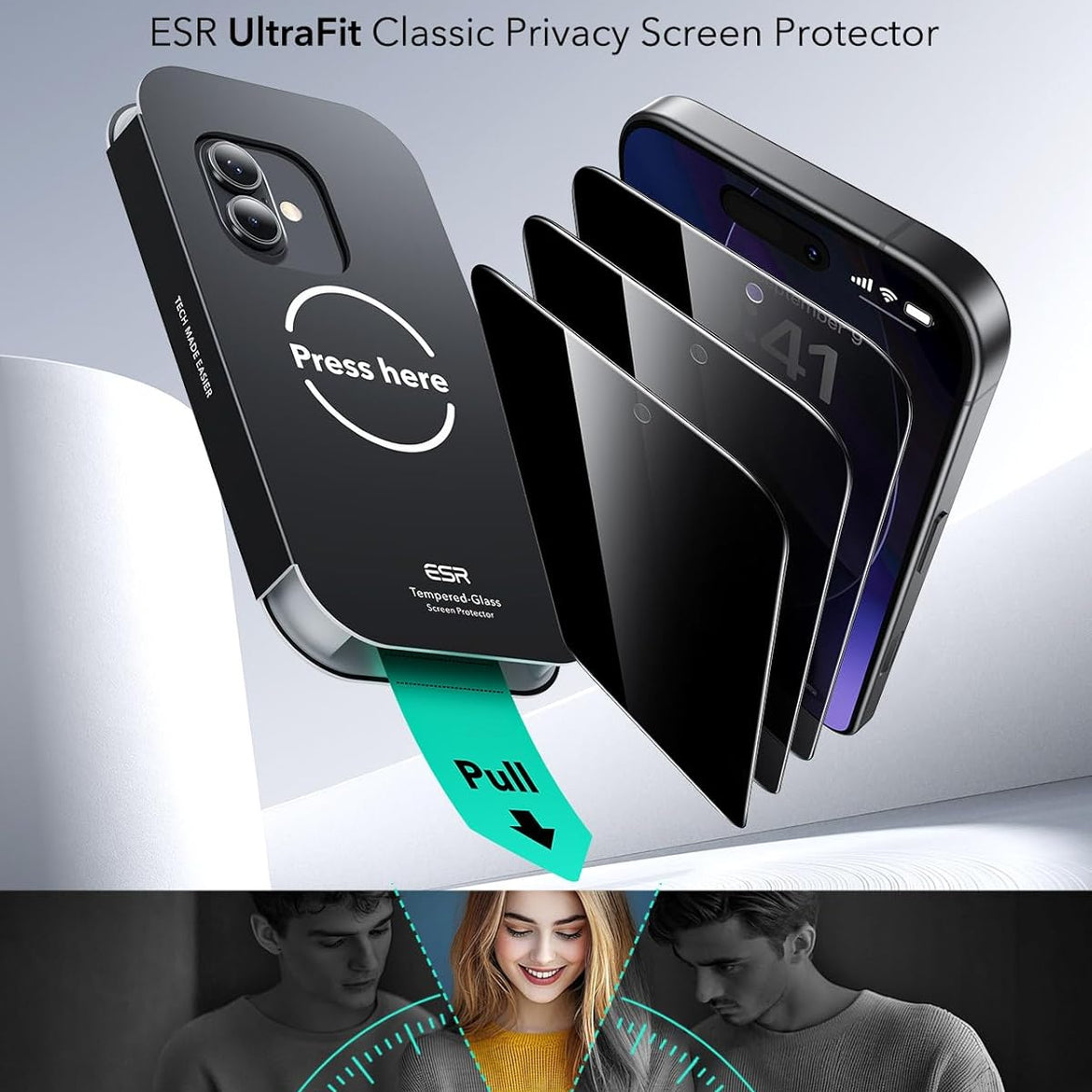 ESR 3 Pack for iPhone 17 Pro Max Screen Protectors Tempered Glass, High Clarity, 9H Hardness Scratch Resistant, Full Coverage, Military-Grade, Shatterproof, Screen Guard with Ultra Fit Tray