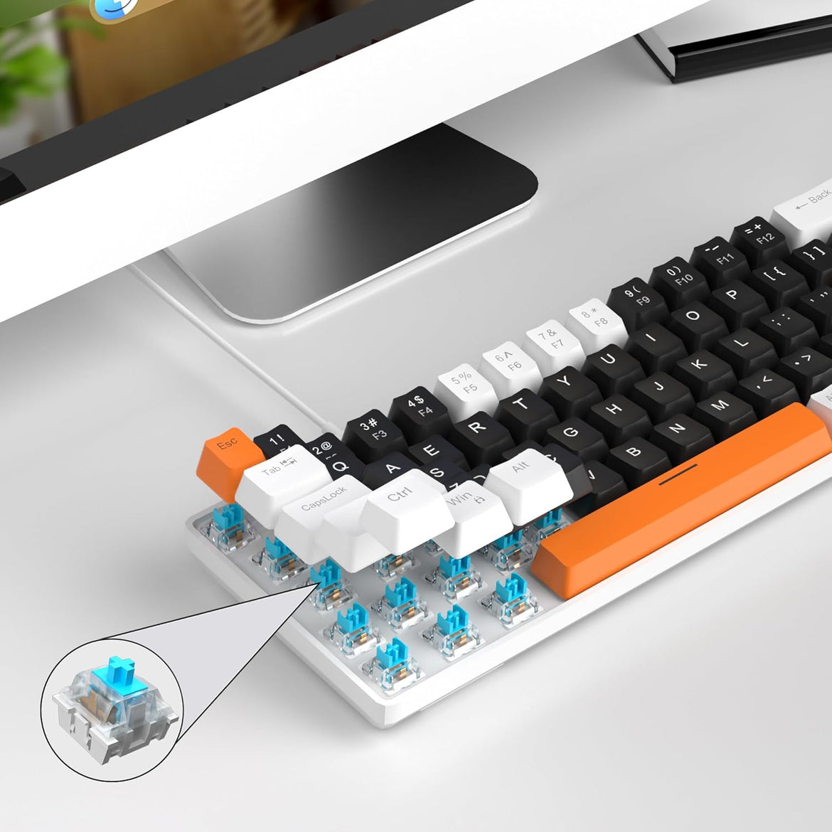 MageGee Portable 60% Mechanical Gaming Keyboard (Grey/Blue Switch)
