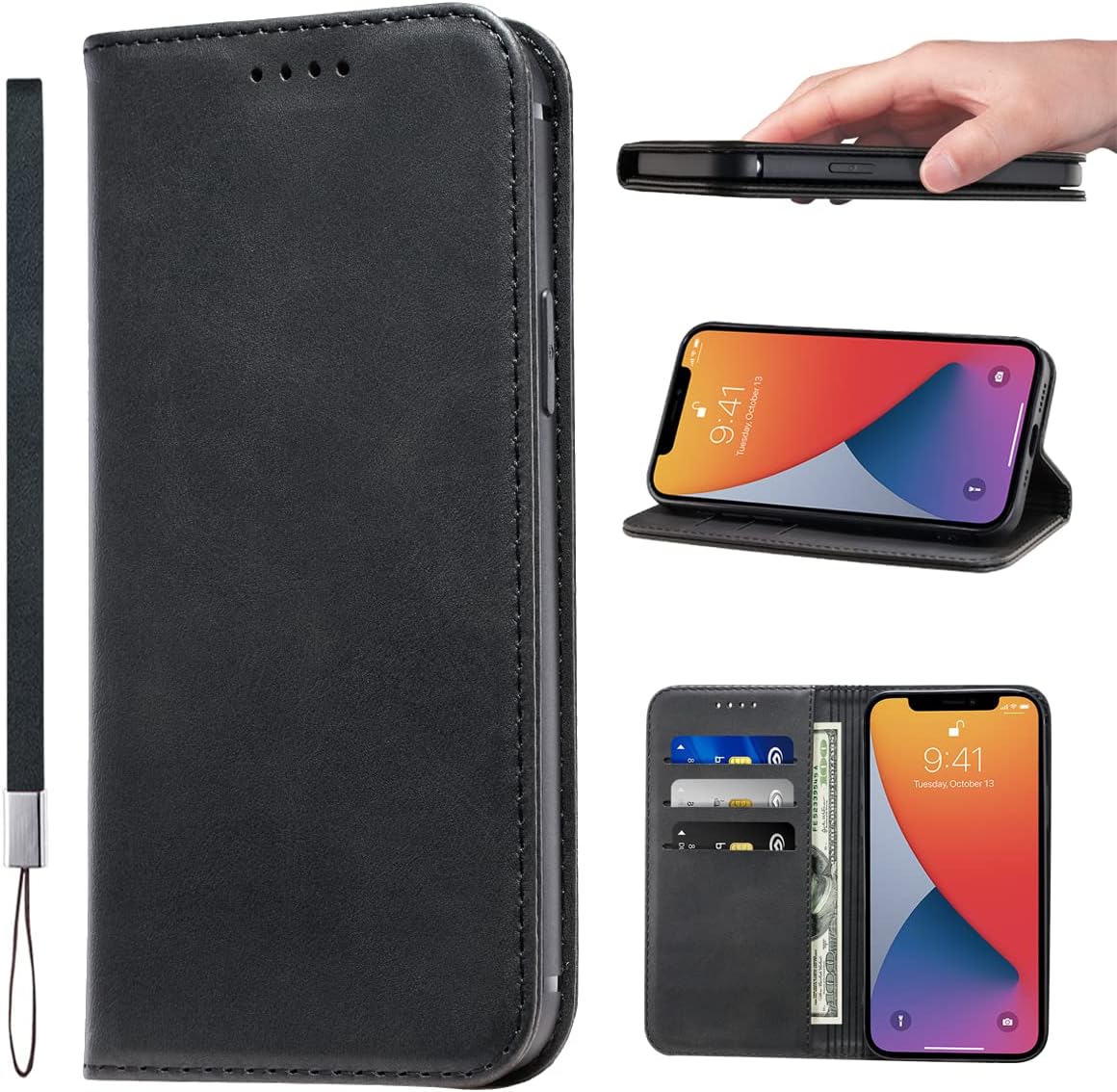 LANJLM Samsung Galaxy A53 5G Case PU Leather Wallet Case Card Holder Shockproof Flip Cover - Brown khaki