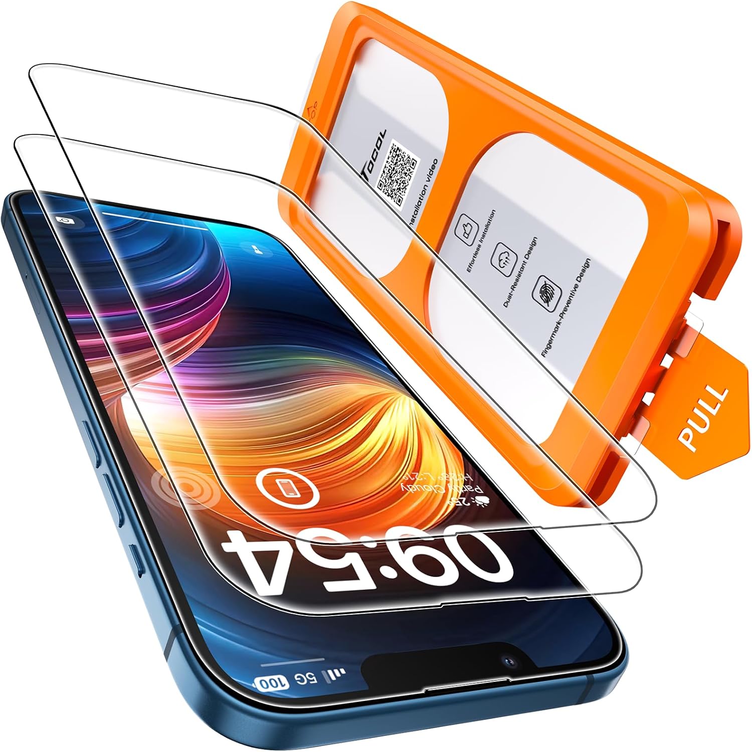 TOCOL 2 Pack for iPhone 15 Pro Screen Protector 6.1 Inch, Easy Installation Full Coverage No Bubbles No Dust Military Grade Shatterproof, 9H Hardness Tempered Glass Screen Protector, Case Friendly
