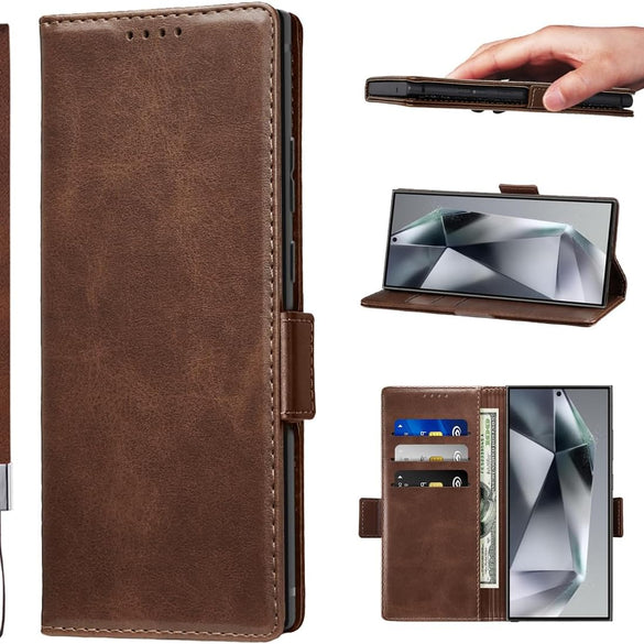 LANJLM Samsung Galaxy A53 5G Case PU Leather Wallet Case Card Holder Shockproof Flip Cover - Brown khaki
