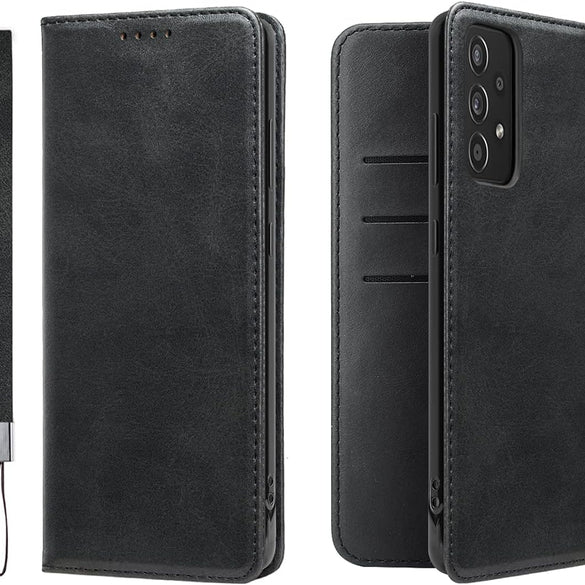 LANJLM Samsung Galaxy A53 5G Case PU Leather Wallet Case Card Holder Shockproof Flip Cover - Brown khaki