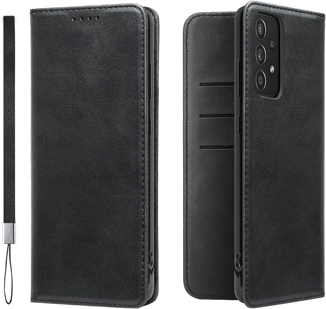 LANJLM Samsung Galaxy A53 5G Case PU Leather Wallet Case Card Holder Shockproof Flip Cover - Brown khaki