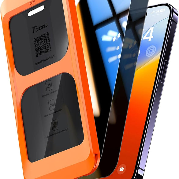 TOCOL 2 Pack for iPhone 15 Pro Screen Protector 6.1 Inch, Easy Installation Full Coverage No Bubbles No Dust Military Grade Shatterproof, 9H Hardness Tempered Glass Screen Protector, Case Friendly