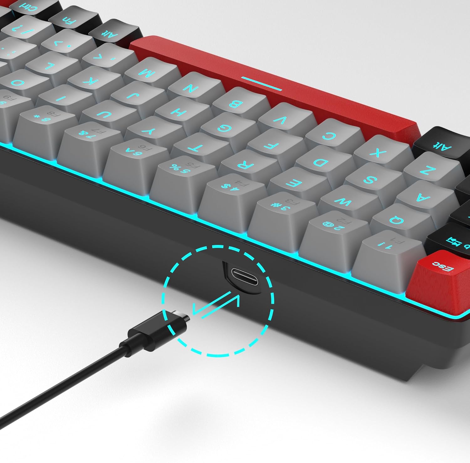 MageGee Portable 60% Mechanical Gaming Keyboard (Grey/Blue Switch)