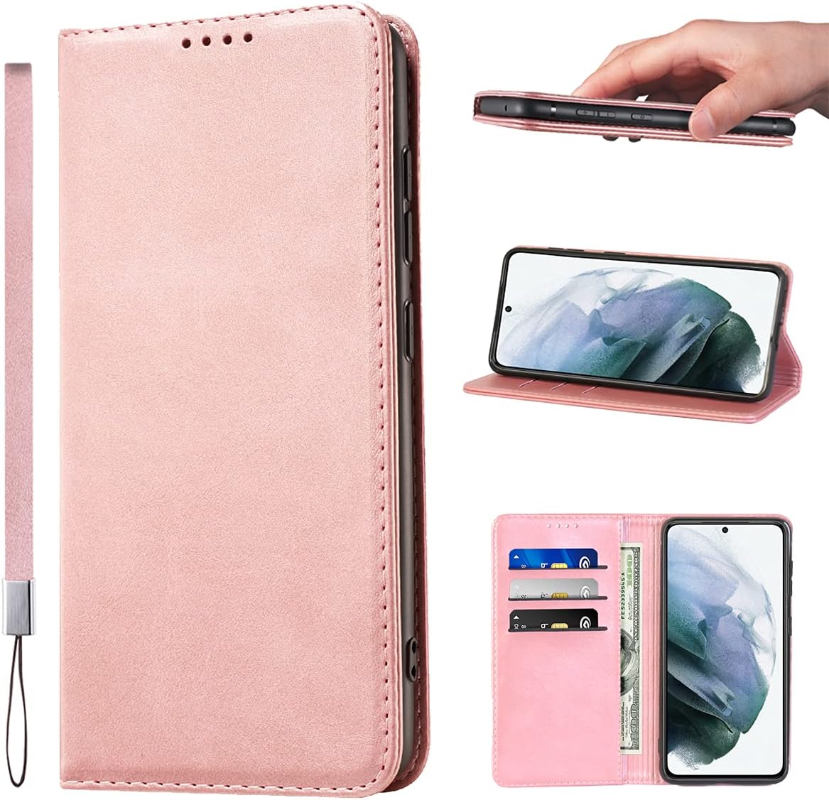 LANJLM Samsung Galaxy A53 5G Case PU Leather Wallet Case Card Holder Shockproof Flip Cover - Brown khaki