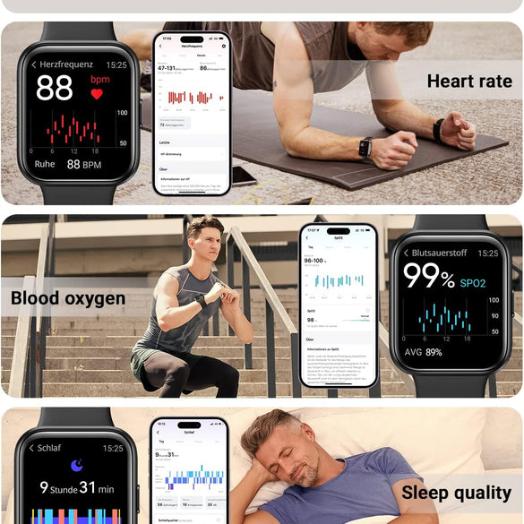 Smart Watch for Men Women (Answer/Make Call), Alexa Built-in, 1.8" Touch Screen Fitness Watch with SpO2 Sleep Monitor, 100 Sport, IP68 Waterproof Step Counter Smartwatch for iOS Android