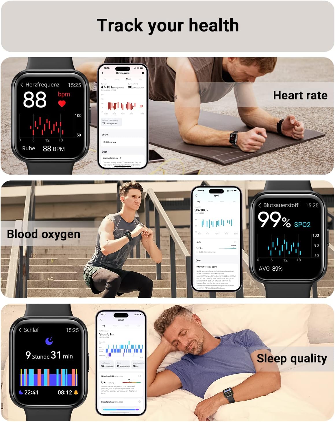 Smart Watch for Men Women (Answer/Make Call), Alexa Built-in, 1.8" Touch Screen Fitness Watch with SpO2 Sleep Monitor, 100 Sport, IP68 Waterproof Step Counter Smartwatch for iOS Android