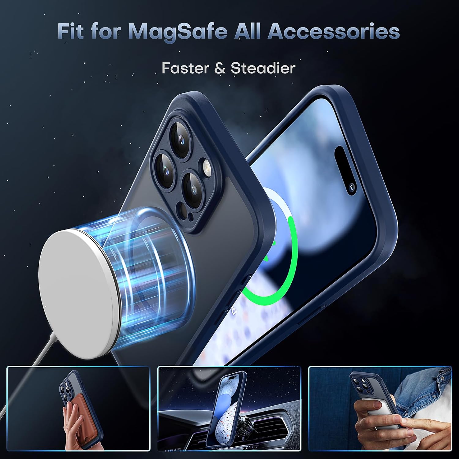TOCOL for iPhone 17 Pro Max Case 6.9-inch, Built-in Magnetic Ring, Upgraded Camera Protection, Compatible with Magsafe, Military Grade Shockproof, Non-slip Translucent Matte Case, Black