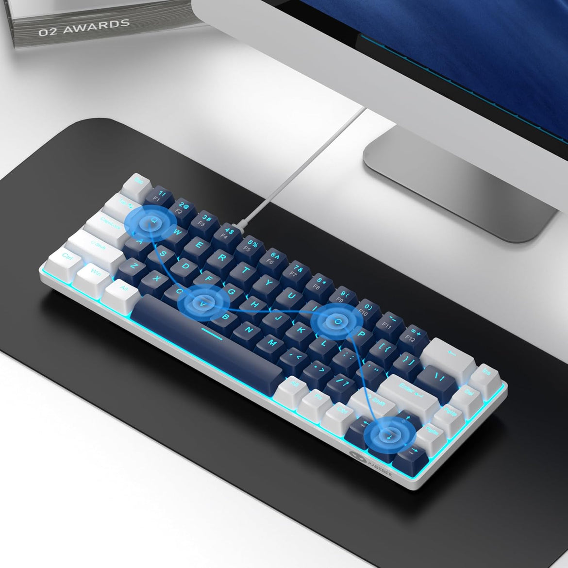 MageGee Portable 60% Mechanical Gaming Keyboard (Grey/Blue Switch)