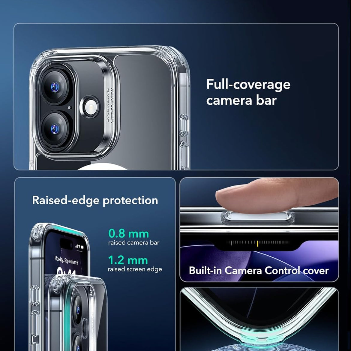 ESR for iPhone 17 Pro Case, Camera Control Cover, Compatible with MagSafe Accessories, Military-Grade Drop Protection, Shock-Absorbing Air Guard Corners, Hybrid Series, Clear