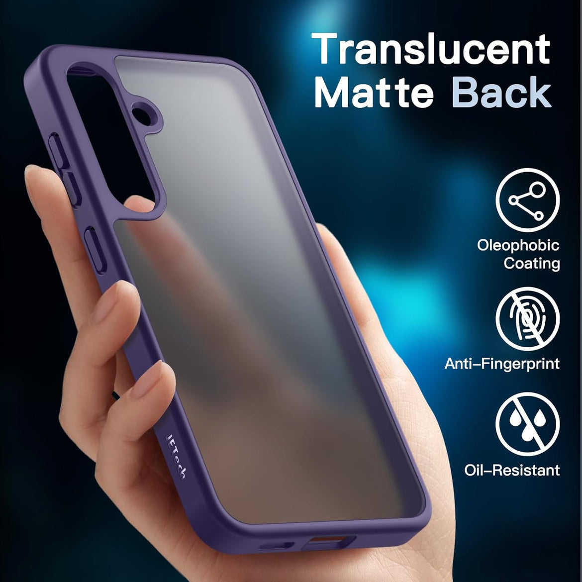 JETech 5 in 1 Matte Case for Samsung Galaxy S24 Ultra 5G with 2-Pack Screen Protector and Camera Lens Protector, Translucent Back Protective Phone Cover, Tempered Glass Film (Black)