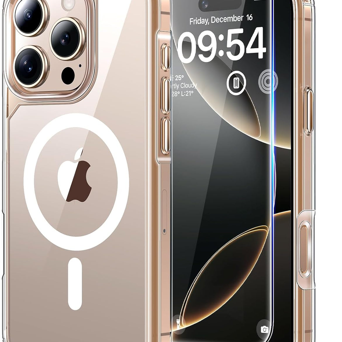 TAURI for iPhone 17 Pro Case with 1-Pack Screen Protector, Camera Lens Full Protection, Military-Grade Protection, Shockproof Transparent Back Bumper Phone Cover - Clear