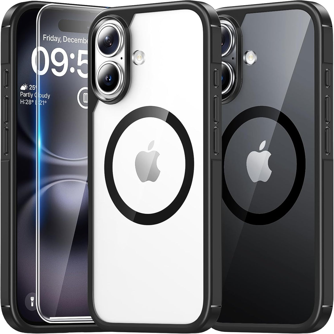 TAURI for iPhone 17 Pro Case with 1-Pack Screen Protector, Camera Lens Full Protection, Military-Grade Protection, Shockproof Transparent Back Bumper Phone Cover - Clear