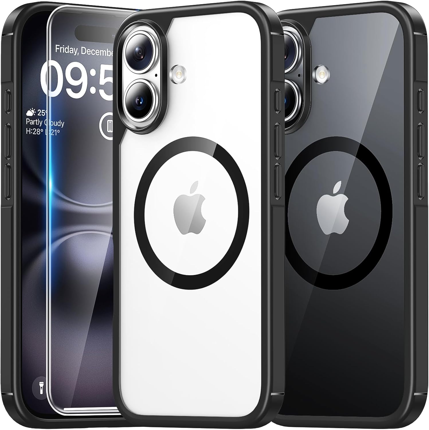 TAURI for iPhone 17 Pro Case with 1-Pack Screen Protector, Camera Lens Full Protection, Military-Grade Protection, Shockproof Transparent Back Bumper Phone Cover - Clear