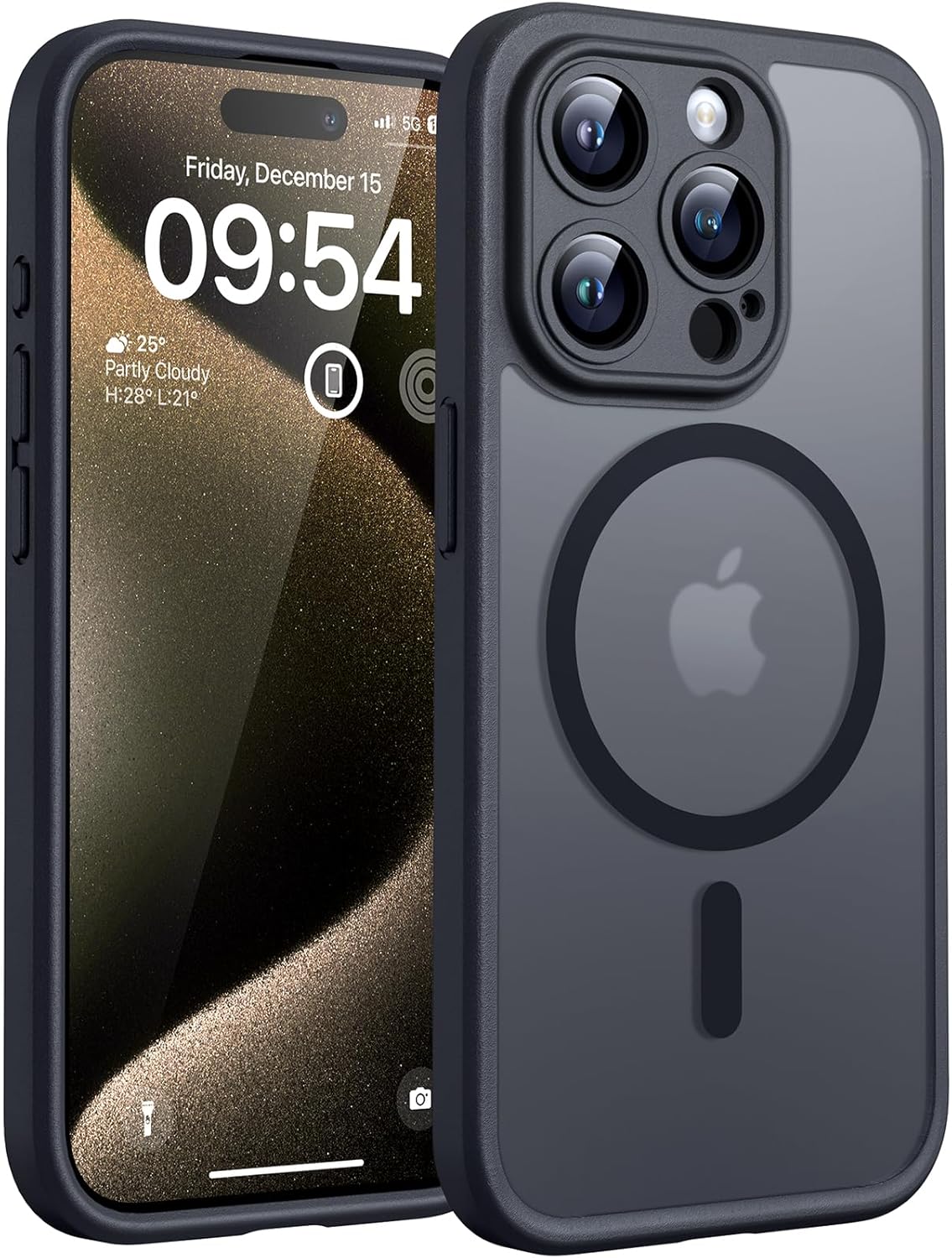 TOCOL for iPhone 17 Pro Max Case 6.9-inch, Built-in Magnetic Ring, Upgraded Camera Protection, Compatible with Magsafe, Military Grade Shockproof, Non-slip Translucent Matte Case, Black