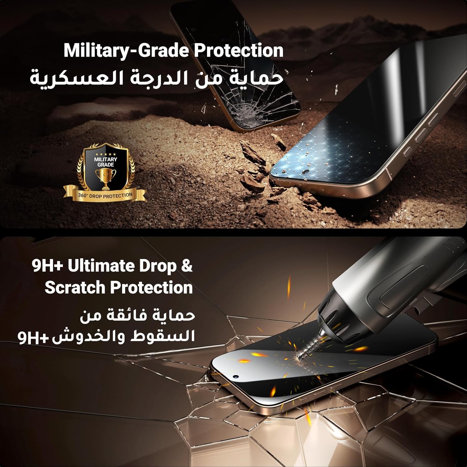 UGREEN 2 Pack for iPhone 17 Pro Max Screen Protector Privacy 6.9'' 100% Privacy Protection 1:1 Full Coverage Military Grade 9H Tempered Glass Anti-Spy Screen Protector Easy to Install