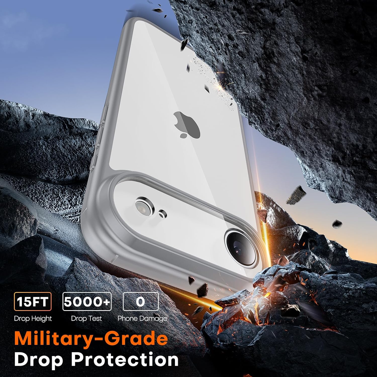 TAURI for iPhone 17 Pro Case with 1-Pack Screen Protector, Camera Lens Full Protection, Military-Grade Protection, Shockproof Transparent Back Bumper Phone Cover - Clear