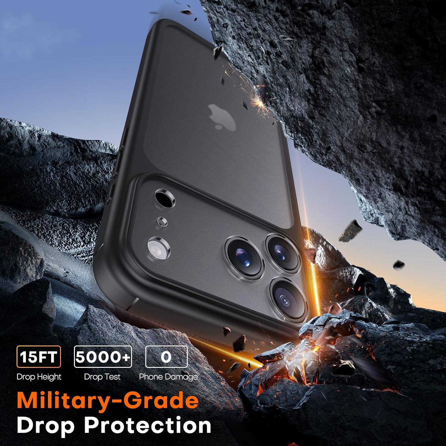TAURI for iPhone 17 Pro Case with 1-Pack Screen Protector, Camera Lens Full Protection, Military-Grade Protection, Shockproof Transparent Back Bumper Phone Cover - Clear