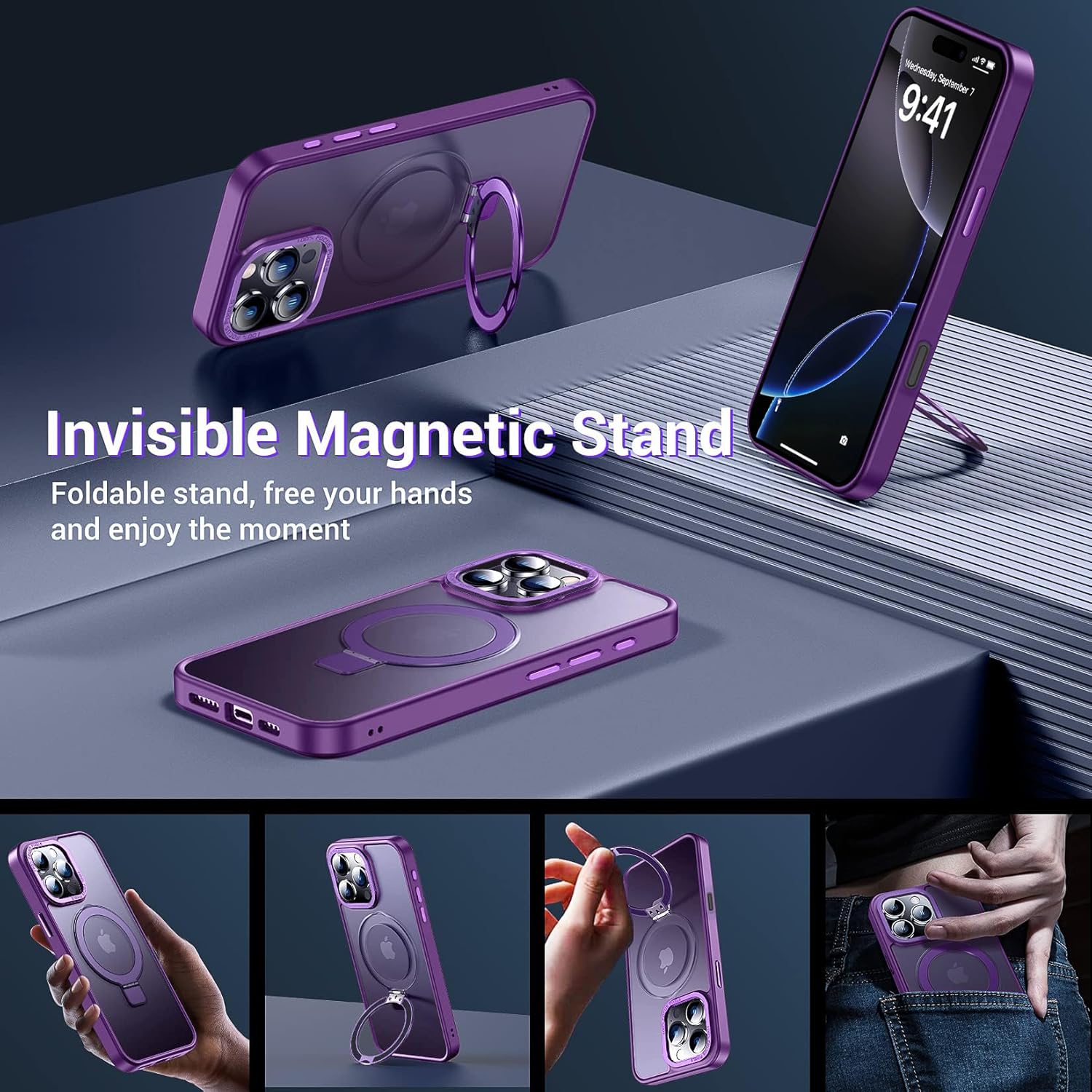 Eligo for iPhone 12 Pro Max Magnetic Case with Invisible Stand, Compatible with MagSafe Shockproof Protection Cover, Translucent Matte Slim Phone Case with Magnet for Apple 12 Pro Max (2020)(Black)