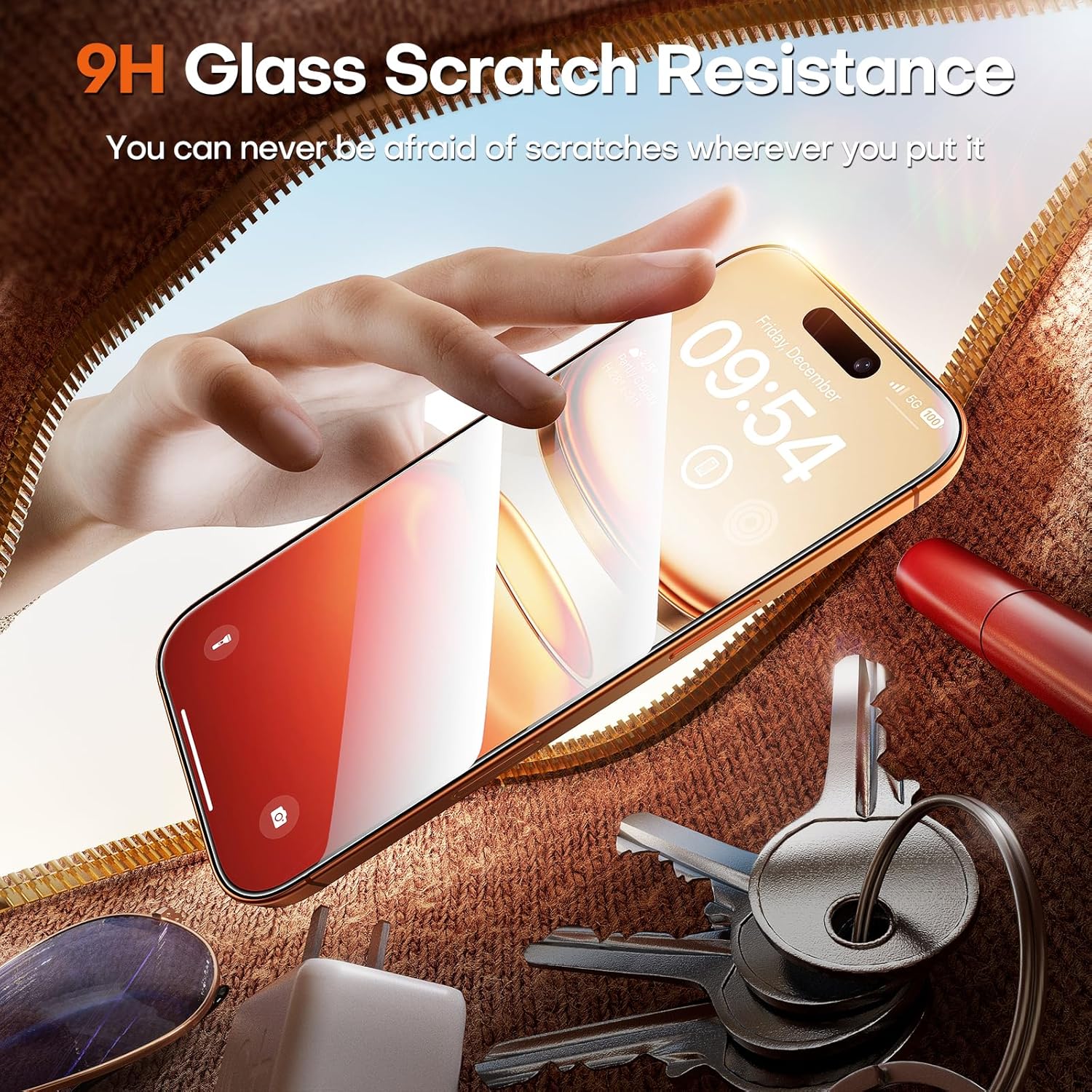 TOCOL 2 Pack for iPhone 15 Pro Screen Protector 6.1 Inch, Easy Installation Full Coverage No Bubbles No Dust Military Grade Shatterproof, 9H Hardness Tempered Glass Screen Protector, Case Friendly