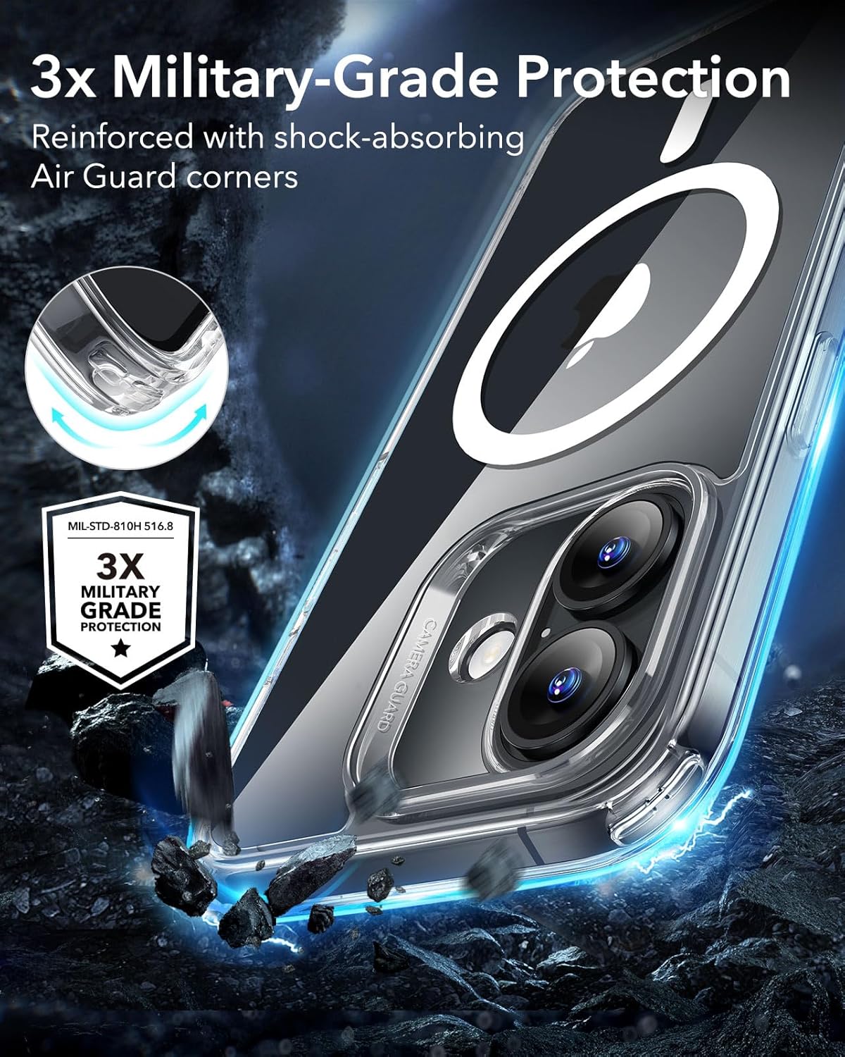ESR for iPhone 17 Pro Case, Camera Control Cover, Compatible with MagSafe Accessories, Military-Grade Drop Protection, Shock-Absorbing Air Guard Corners, Hybrid Series, Clear