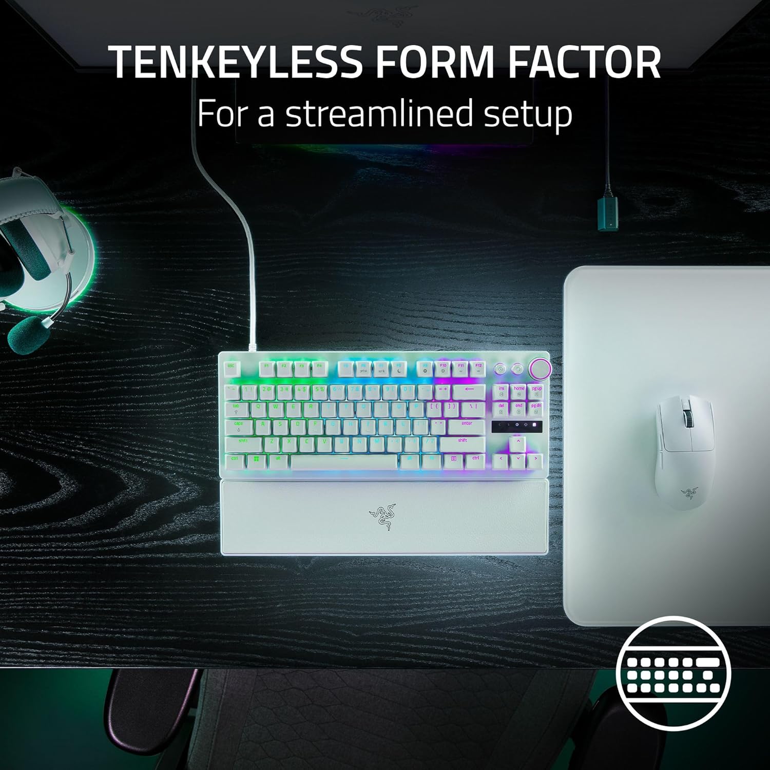 Razer Huntsman Mini 60% Compact Gaming Keyboard: Purple Switch, Clicky Optical-Mechanical Switches, Doubleshot PBT Keycaps, Detachable USB-C Cable, US Layout - Black