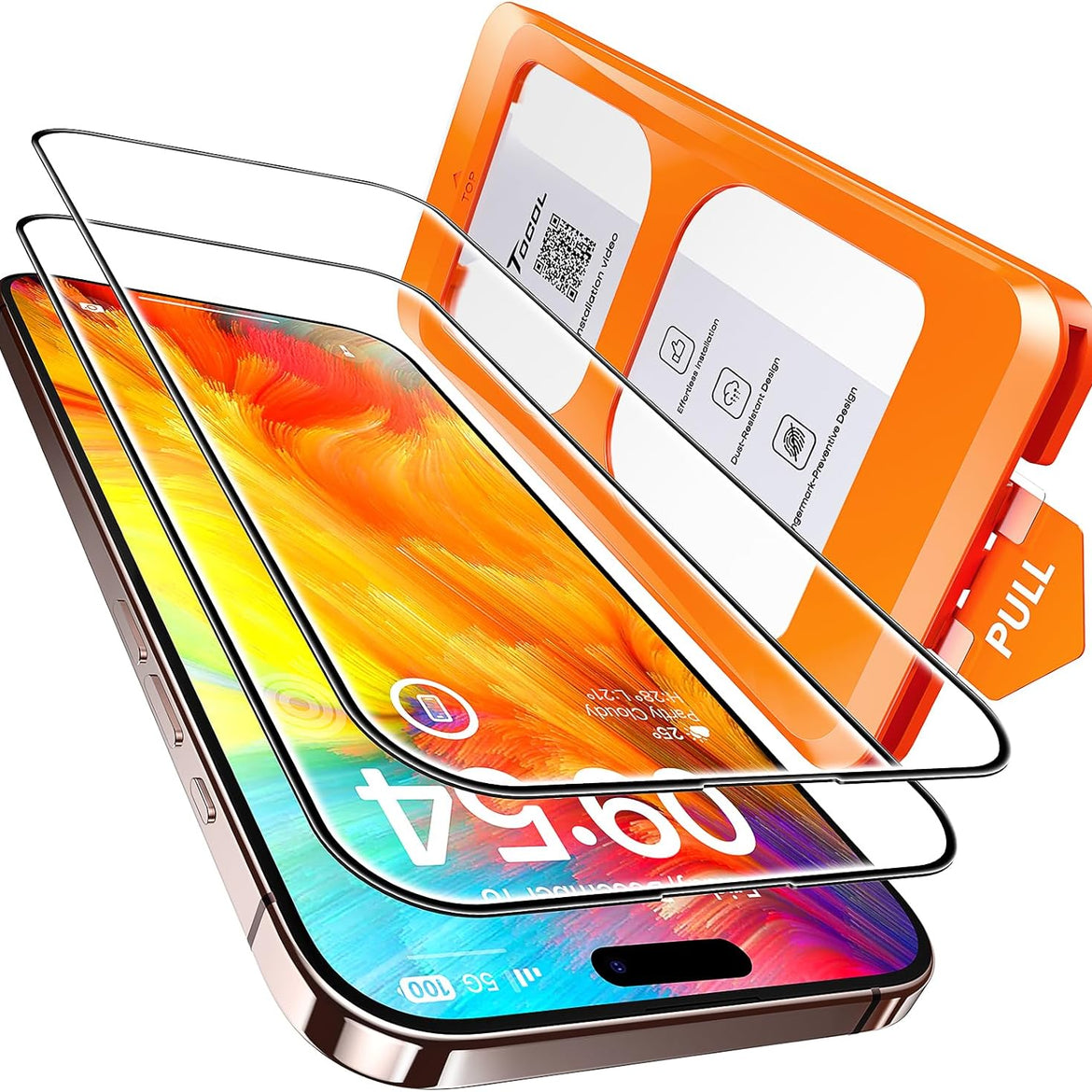 TOCOL 2 Pack for iPhone 15 Pro Screen Protector 6.1 Inch, Easy Installation Full Coverage No Bubbles No Dust Military Grade Shatterproof, 9H Hardness Tempered Glass Screen Protector, Case Friendly